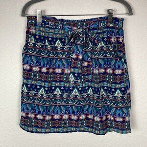 Alya Kaleidoscope Printed Art To Wear Boho Skirt Paperbag Tie Waist Elephant M